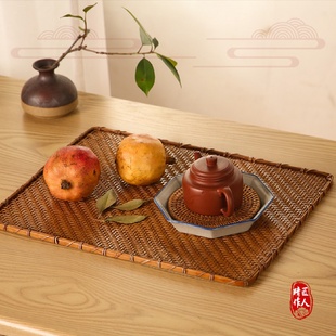配件茶具配件茶 大漆手工竹制茶盘竹编干泡茶席六君子茶道套装