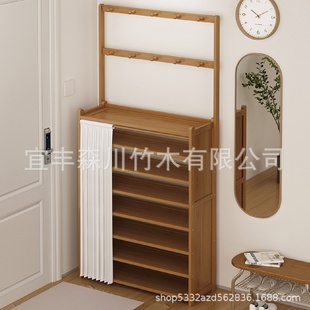 子收纳架置物架 鞋 柜门口进门靠墙防尘鞋 架衣帽架一体式 多层家用鞋