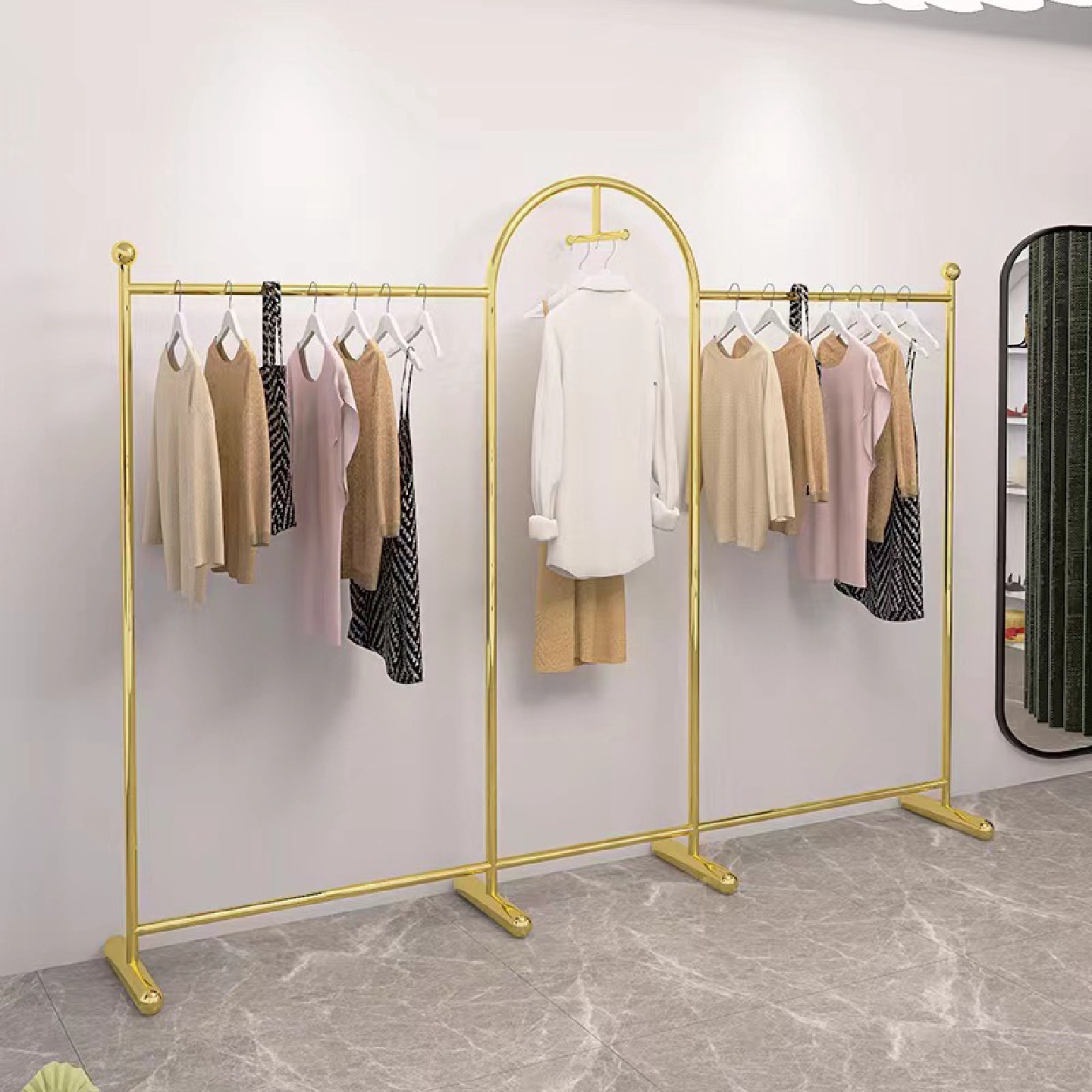 铁艺服装店展示架直播间正挂落地衣架立式陈列架创意拱门挂衣架