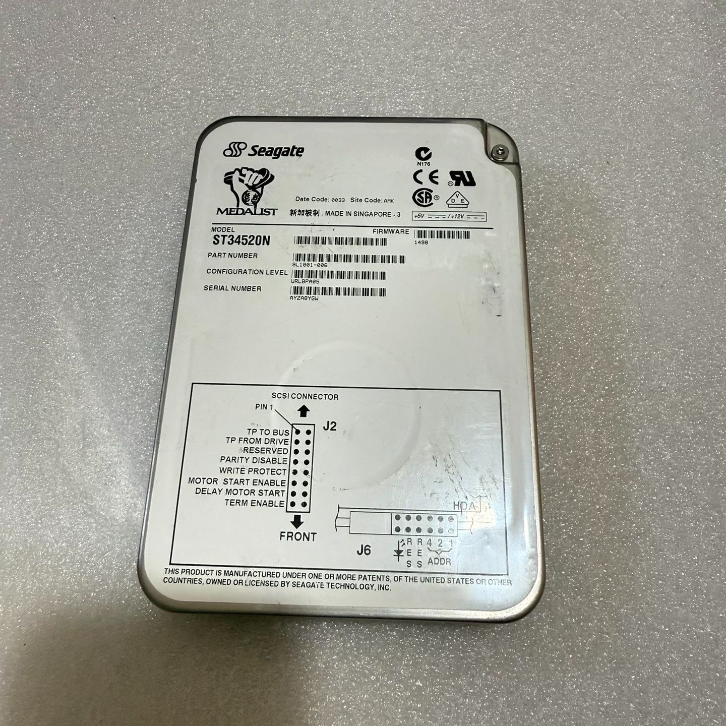 Seagate ST34520N 50针 SCSI硬盘,拆机--议价商品