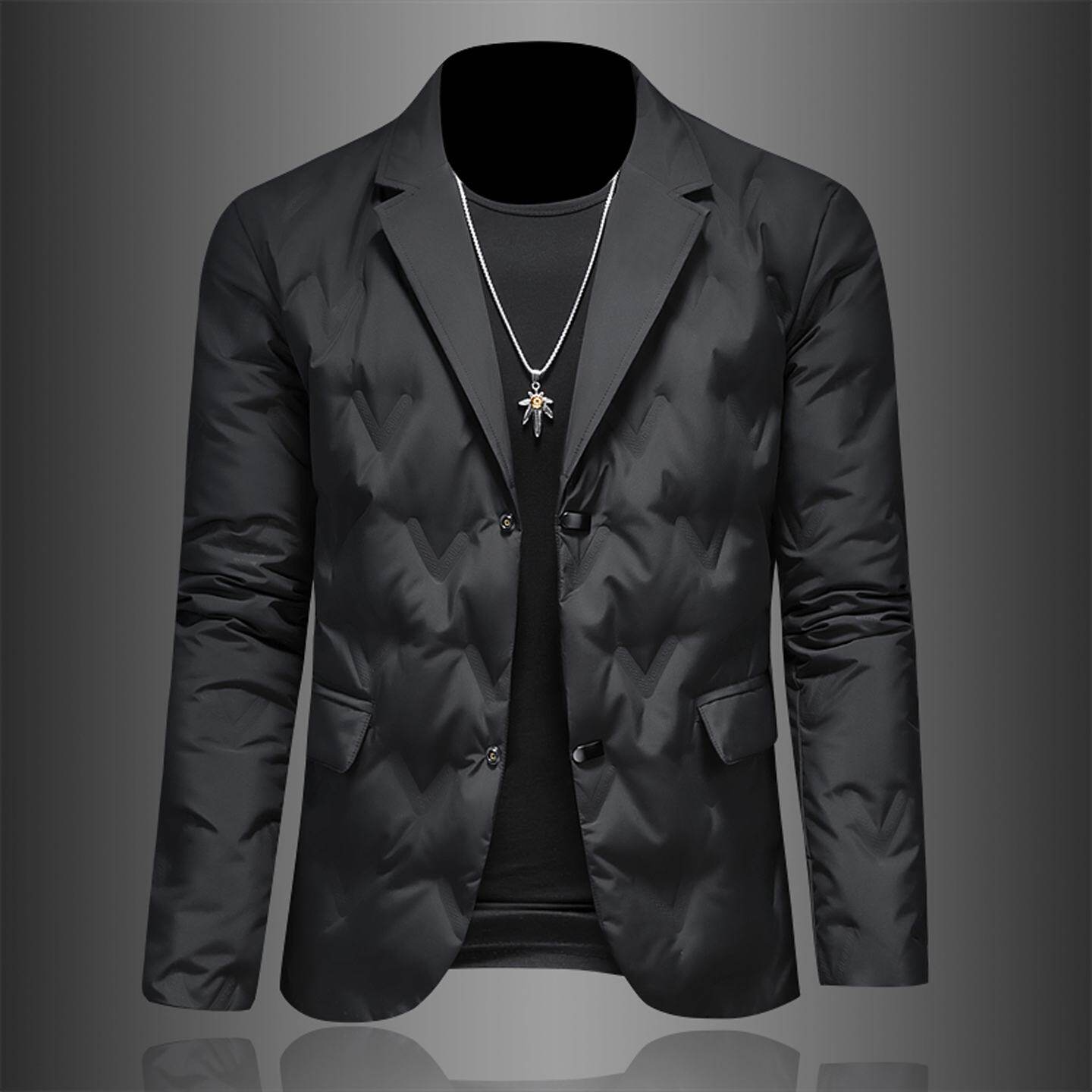 2026轻薄款西装领羽绒服男士年冬季新款商务高级感白鸭绒西服外套