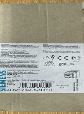 SIEMENS3RV1742-5AD10CIRCUITBREAKER10A**NEWINBOX**