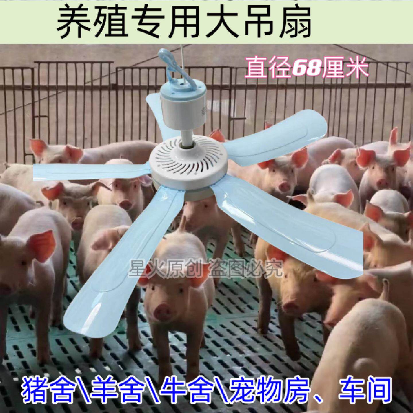 猪场专用吊扇家用5叶风扇养殖猪舍工厂猪用猪厂降温大冷风电风扇
