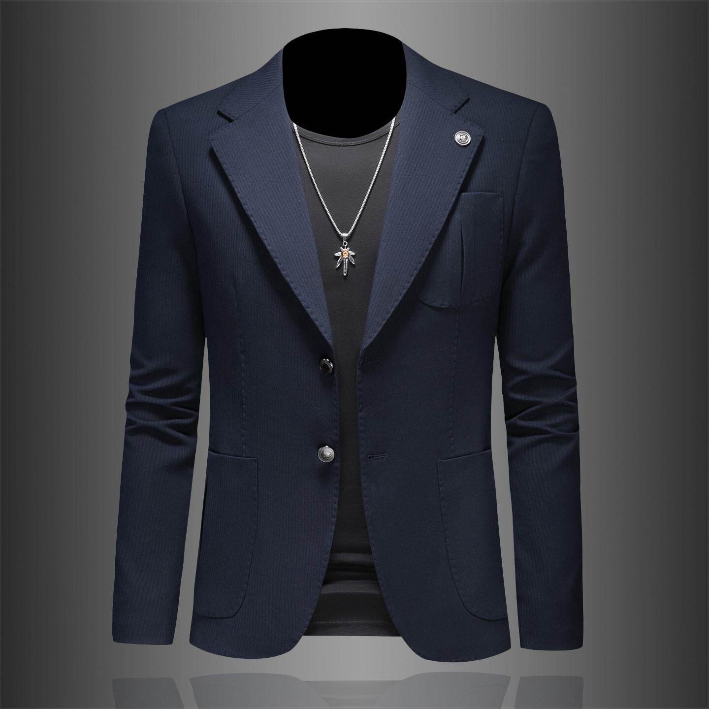 2026欧洲站休闲西装男士春季新款修身韩版商务双开叉西服上衣外套