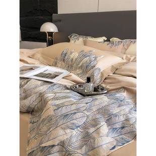 轻奢140支长绒棉四件套高端全棉样板房被套纯棉床笠四季 柔软床品4