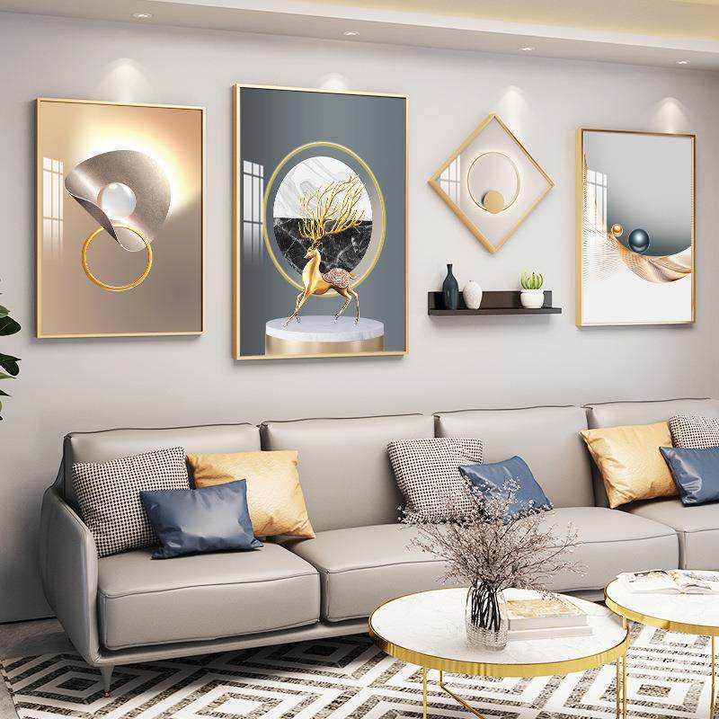 客厅大款4框晶瓷光影财鹿艺术铝合金装饰画置物架组合水晶膜画框,机械设备,其他机械设备,淘宝优惠券,粉丝福利购,淘宝优惠卷