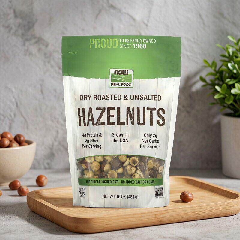 美国Now Foods Hazelnuts干烤榛子无盐无糖生酮坚果富含蛋白纤维