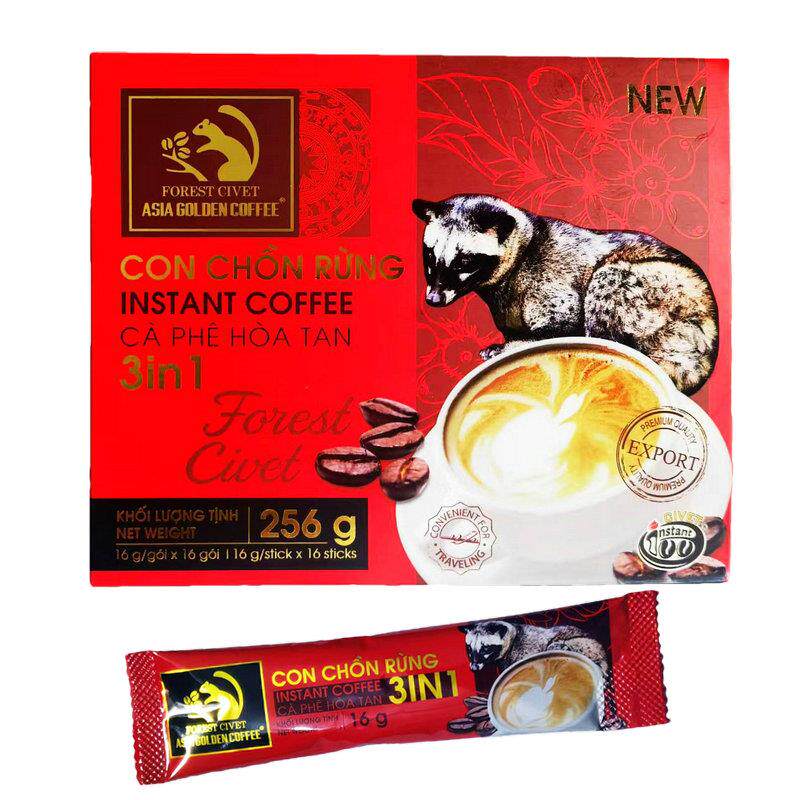 越南原装ASIA GOLDEN三合一速溶猫屎咖啡提神醒脑办公饮品16杯