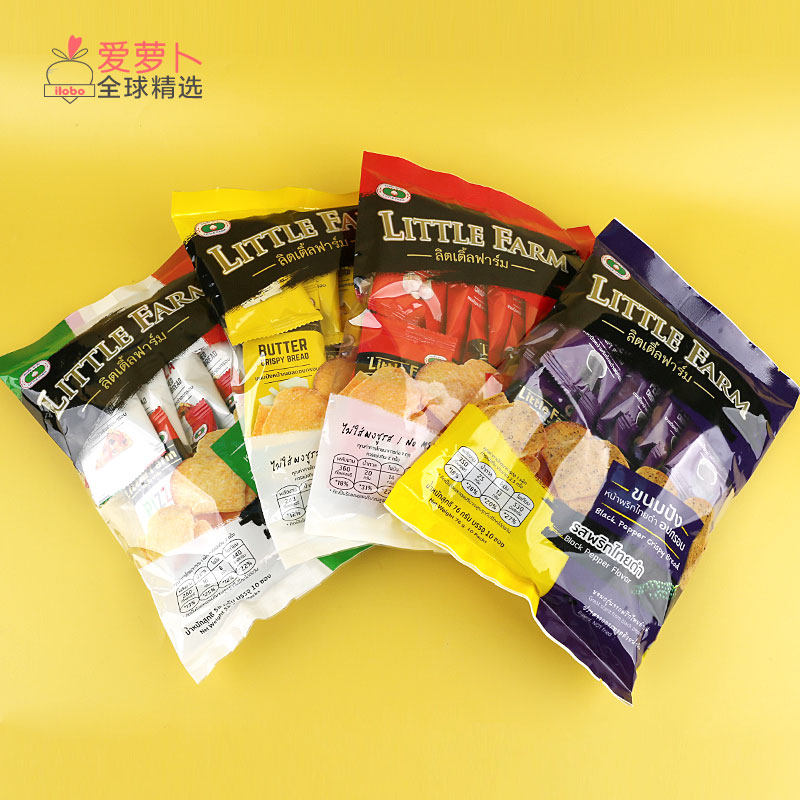 泰国Little Farm烤面包饼干黑胡椒蒜蓉披萨黄油味