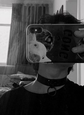 纯黑色项链项圈男生体育生带牵引链暗黑系肌肉型男颈环小狼狗脖套