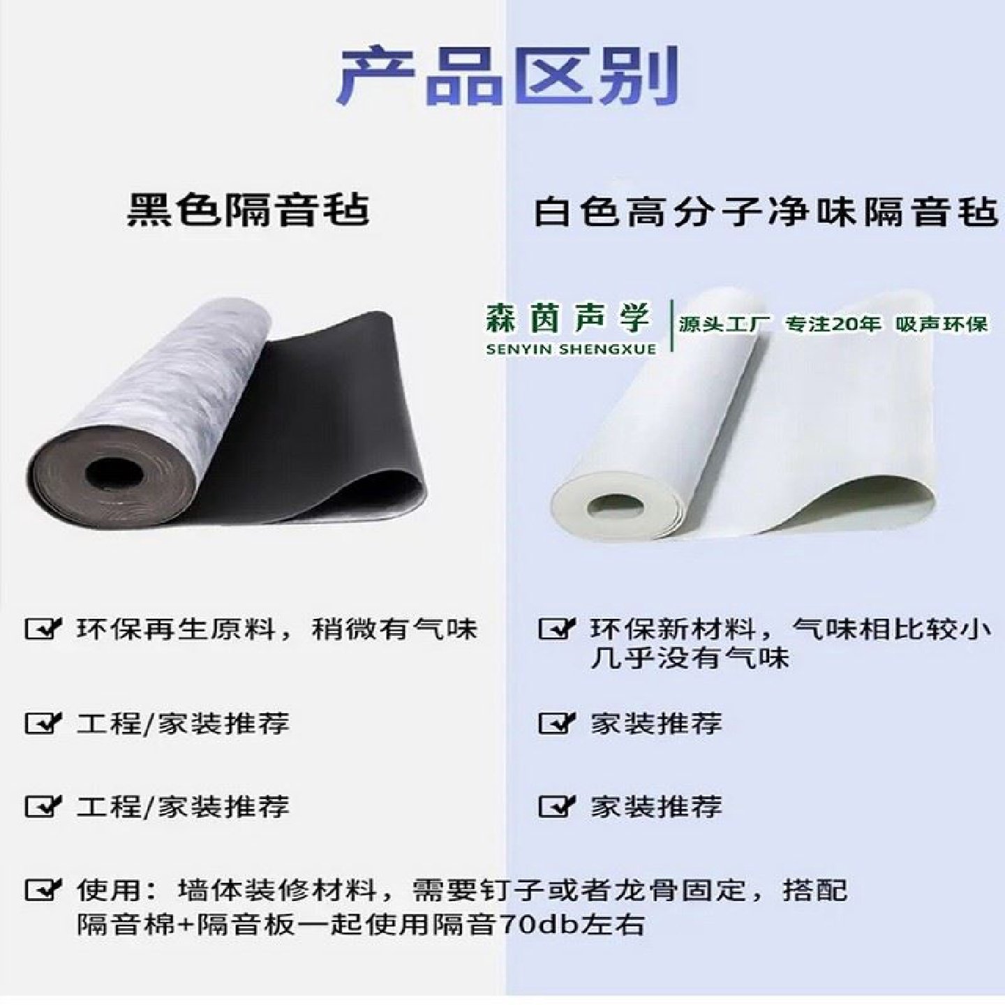 环保阻尼隔音毡墙体家用卧室KTV房间隔音材料吊顶地面阻燃消音毯,基础建材,隔音棉,淘宝优惠券,粉丝福利购,淘宝优惠卷