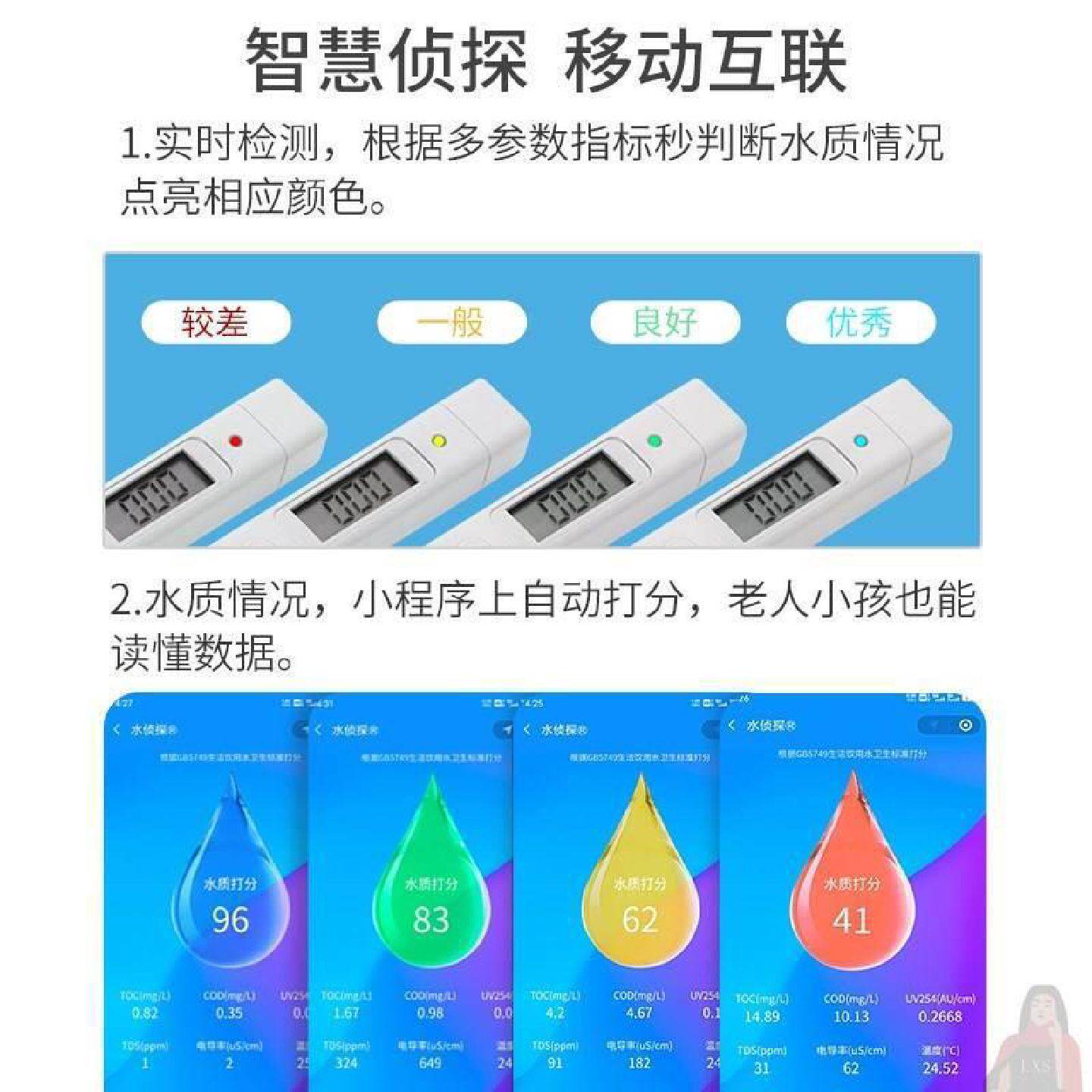 测试水质检测仪多功能纯净测检器核笔TD水族鱼缸废水S自来水家用