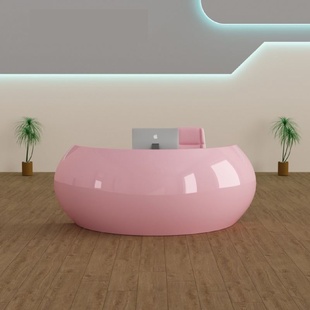 公司前台圆形烤漆吧台导医台美容院前台商场咨询接待台异形收银台