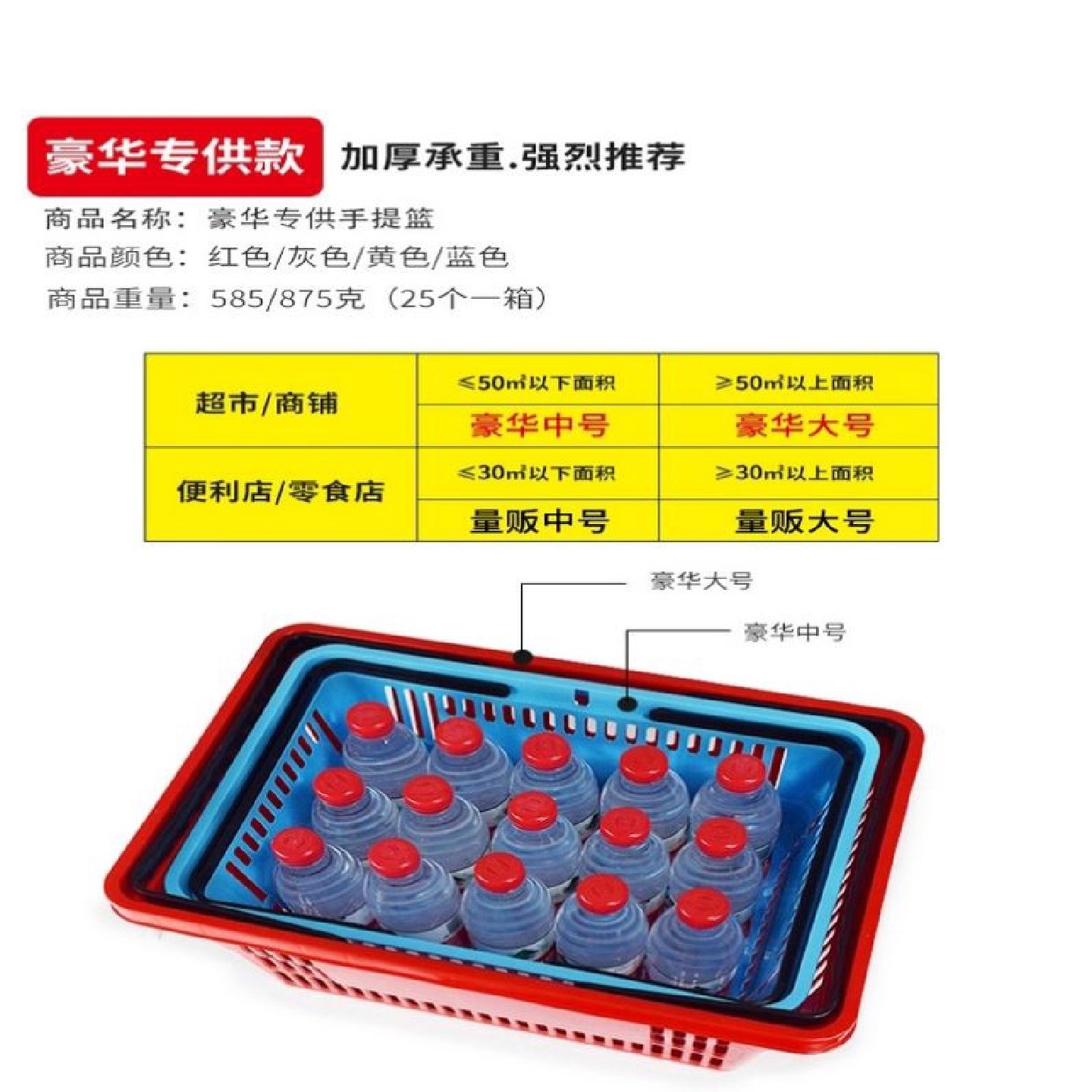 超市购物篮加厚塑料手提篮买菜筐便利店大小号购物筐零食框啤酒篮,商业/办公家具,购物篮,淘宝优惠券,粉丝福利购,淘宝优惠卷