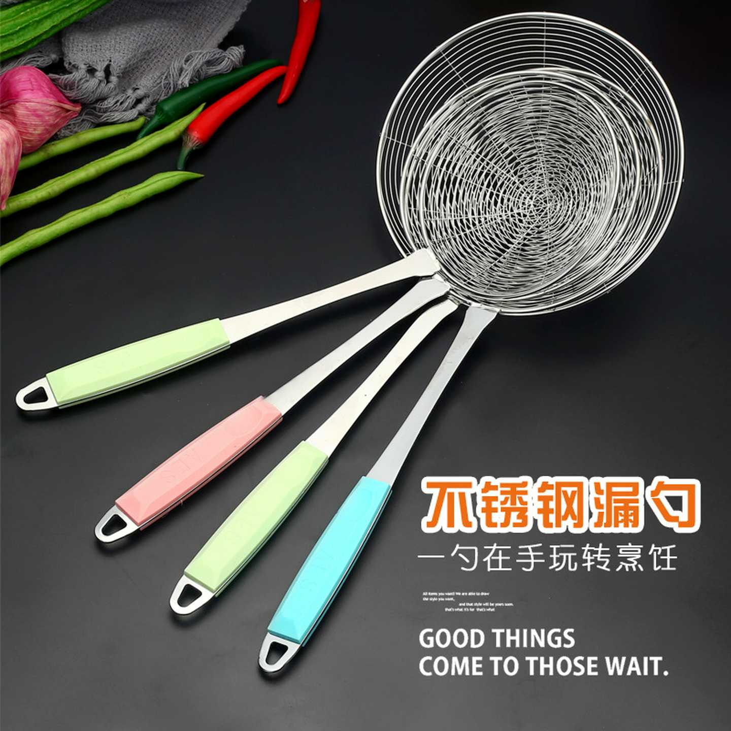 批发不锈钢家用厨房小工具捞面饺子网漏油炸火锅隔渣过滤网线漏勺