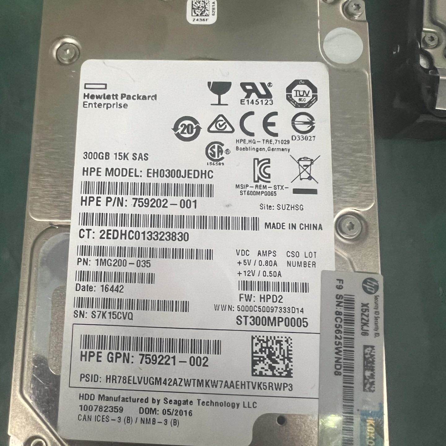 HP 759202-001 300G 15K SAS硬盘 S-议价