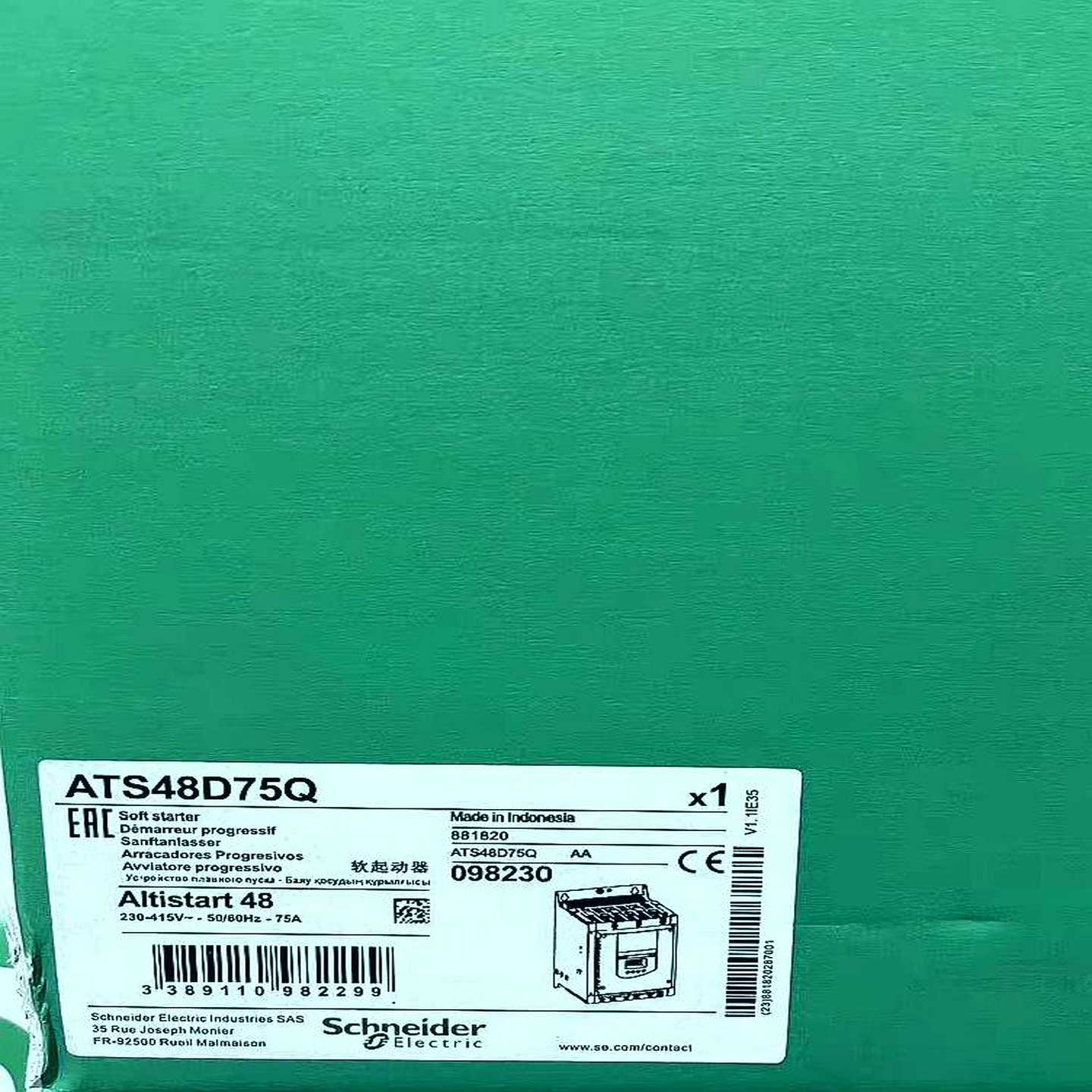施耐德软启动ATS48D75Q，230415V，75A，3-议价