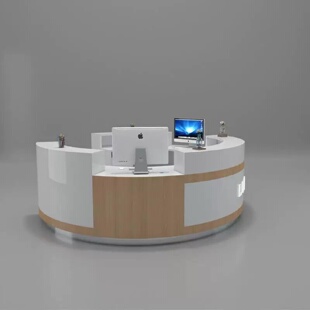 烤漆公司前台桌接待台圆形吧台收银台医院服务导诊台弧形柜台定制