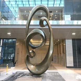 不锈钢水滴浪花雕塑大型校园广场户外景观鹿圆环月亮抽象魔方圆环
