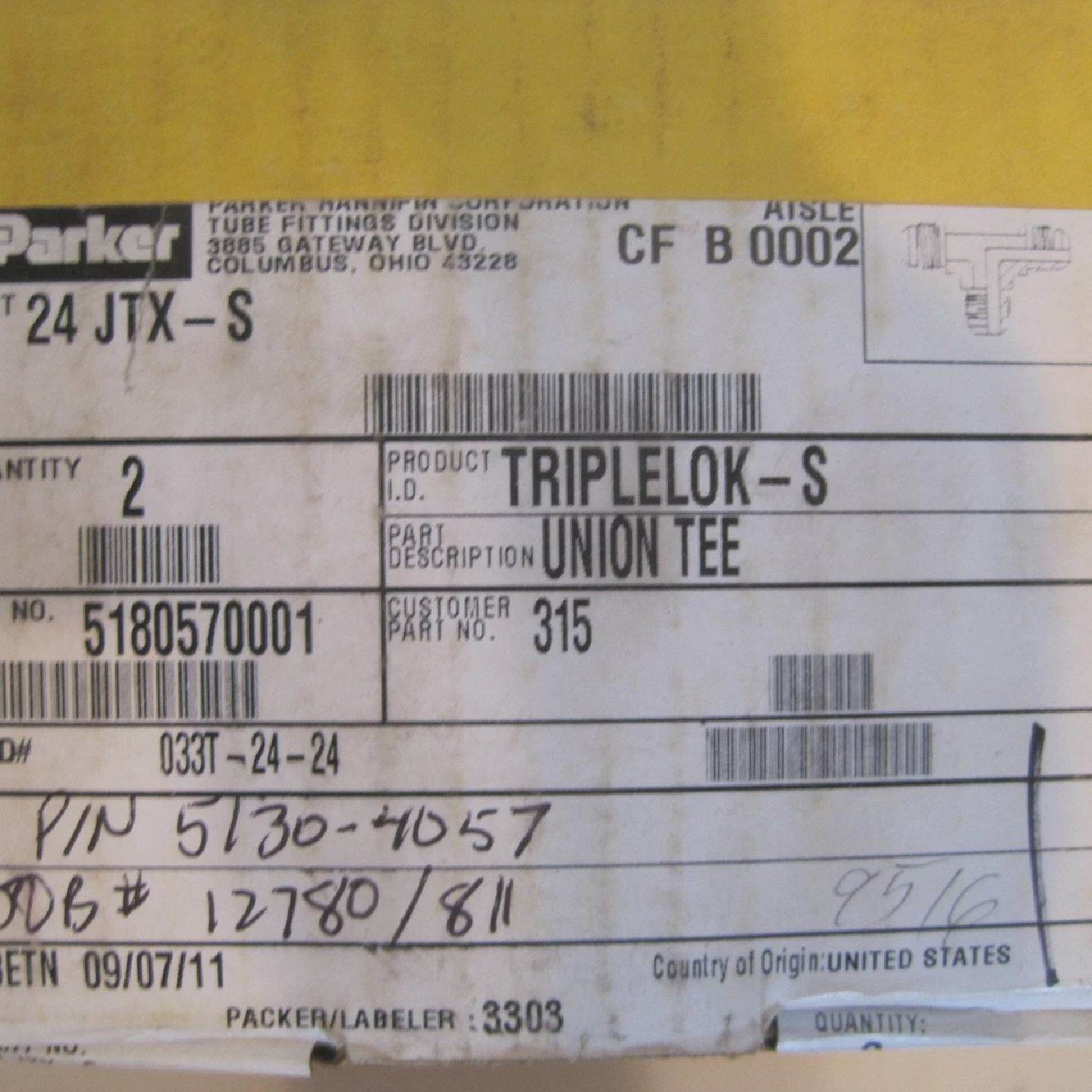 2 NEW PARKER 24 JTXS UNION TEE 24JTXS