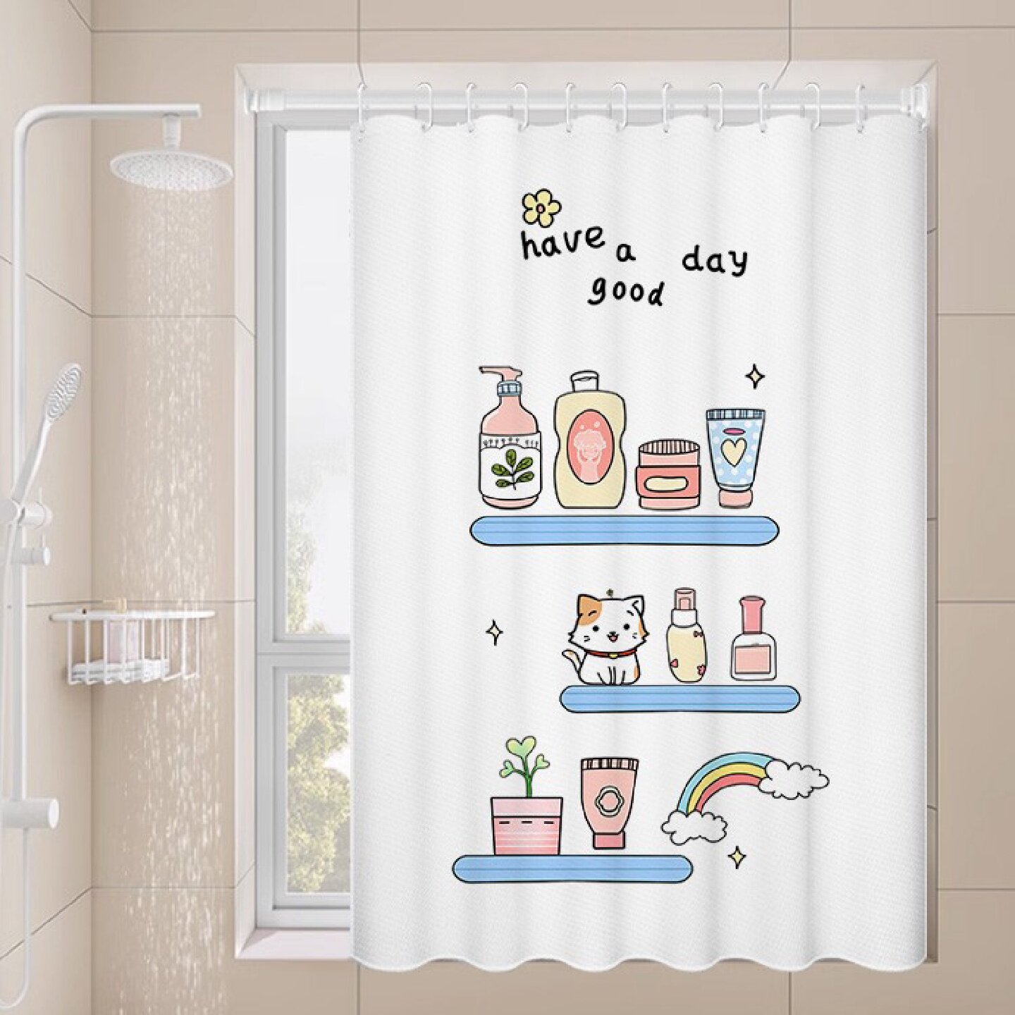 窗帘透光简约防水免打孔浴室小窗户遮挡帘隐私帘卫生间玻璃遮挡帘