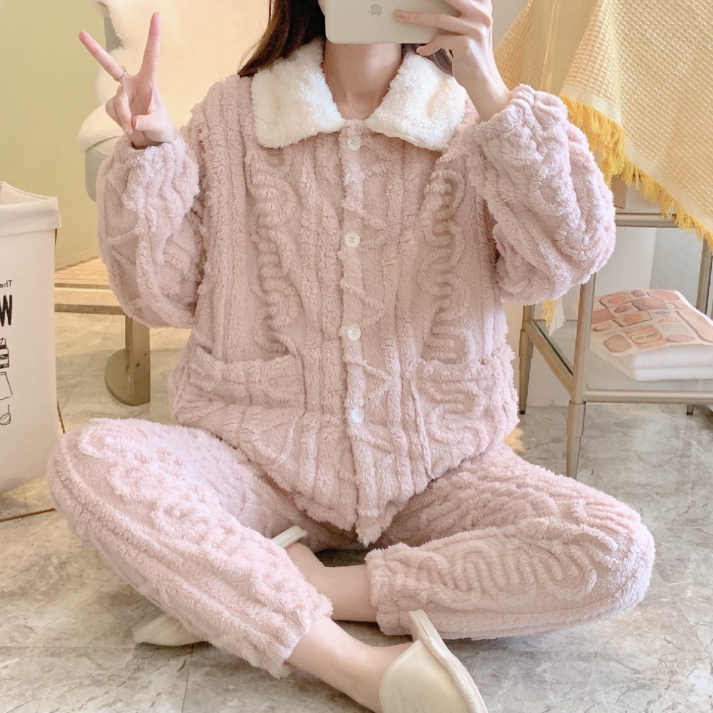多款秋冬加厚法兰绒睡衣月子服冬季舒绒棉孕妇珊瑚绒哺乳装套装