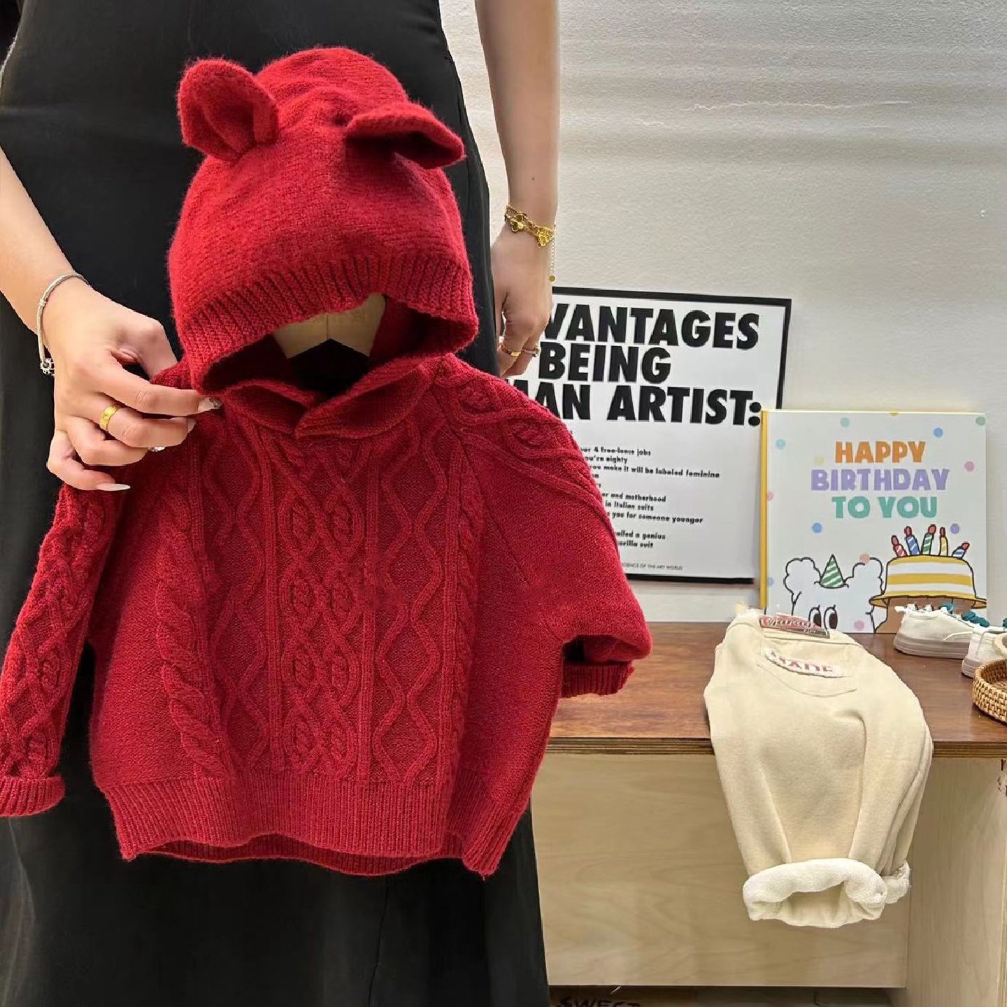 秋冬季新款女童韩版宝宝加厚针织衫洋气连帽上衣麻花红色儿童毛衣