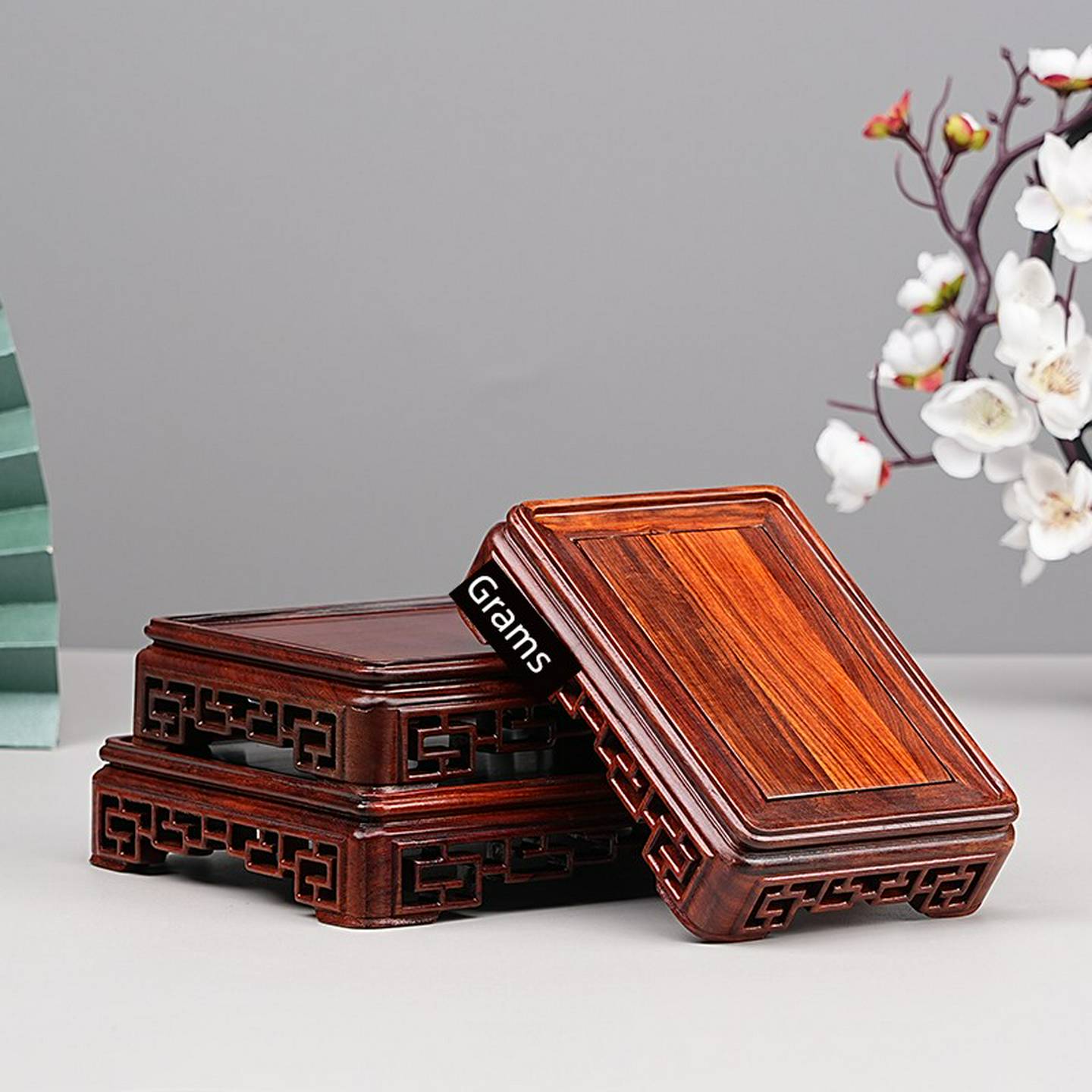 红檀木底座花瓶摆件佛像印章工艺品奇石头实木质正方奇玉石底座