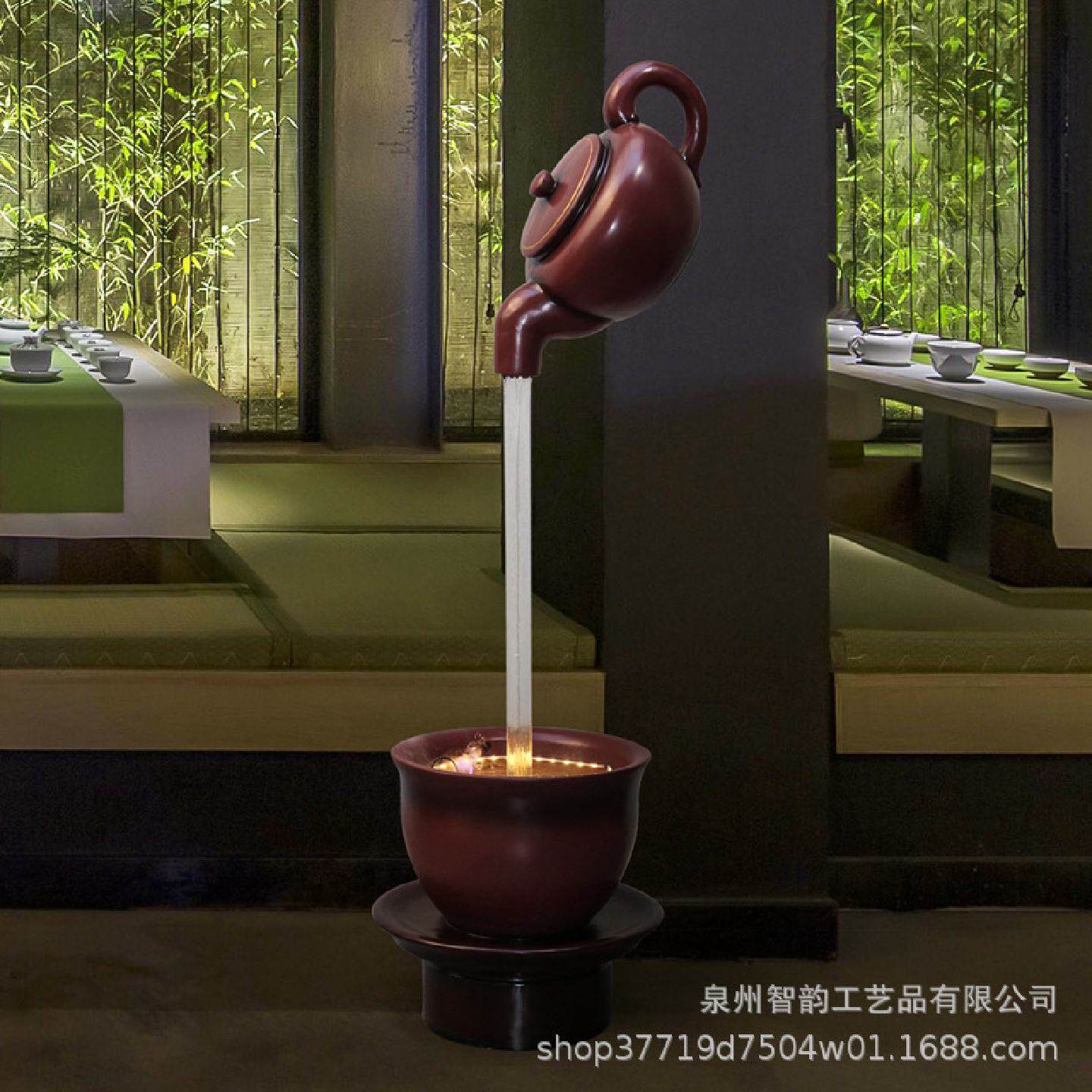 创意喷泉流水茶趣酒壶摆件客厅办公室招财水景观家居饰品批发礼品