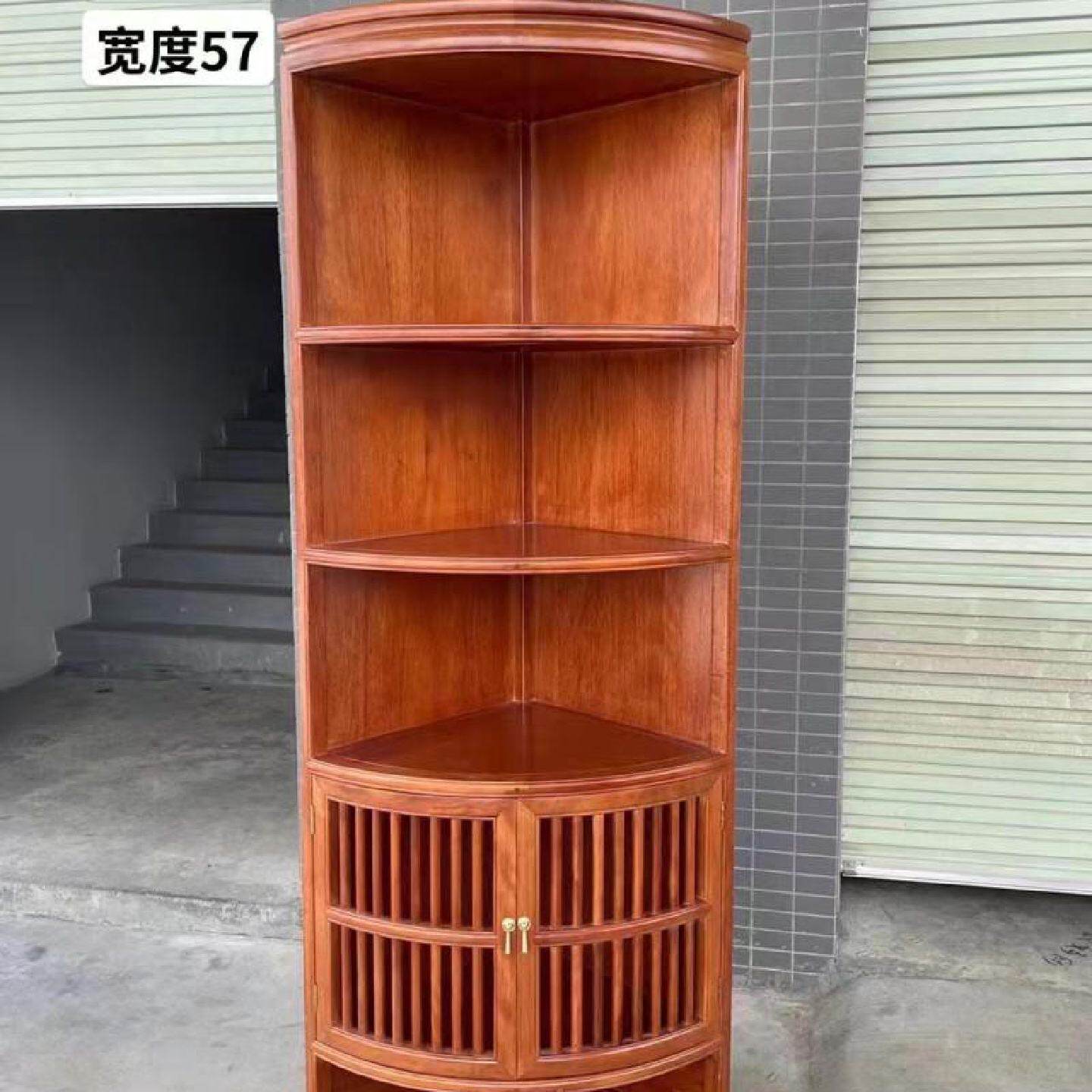 进口红木菠萝格木三角柜客厅转角柜置物花梨木精品放置实木收纳架