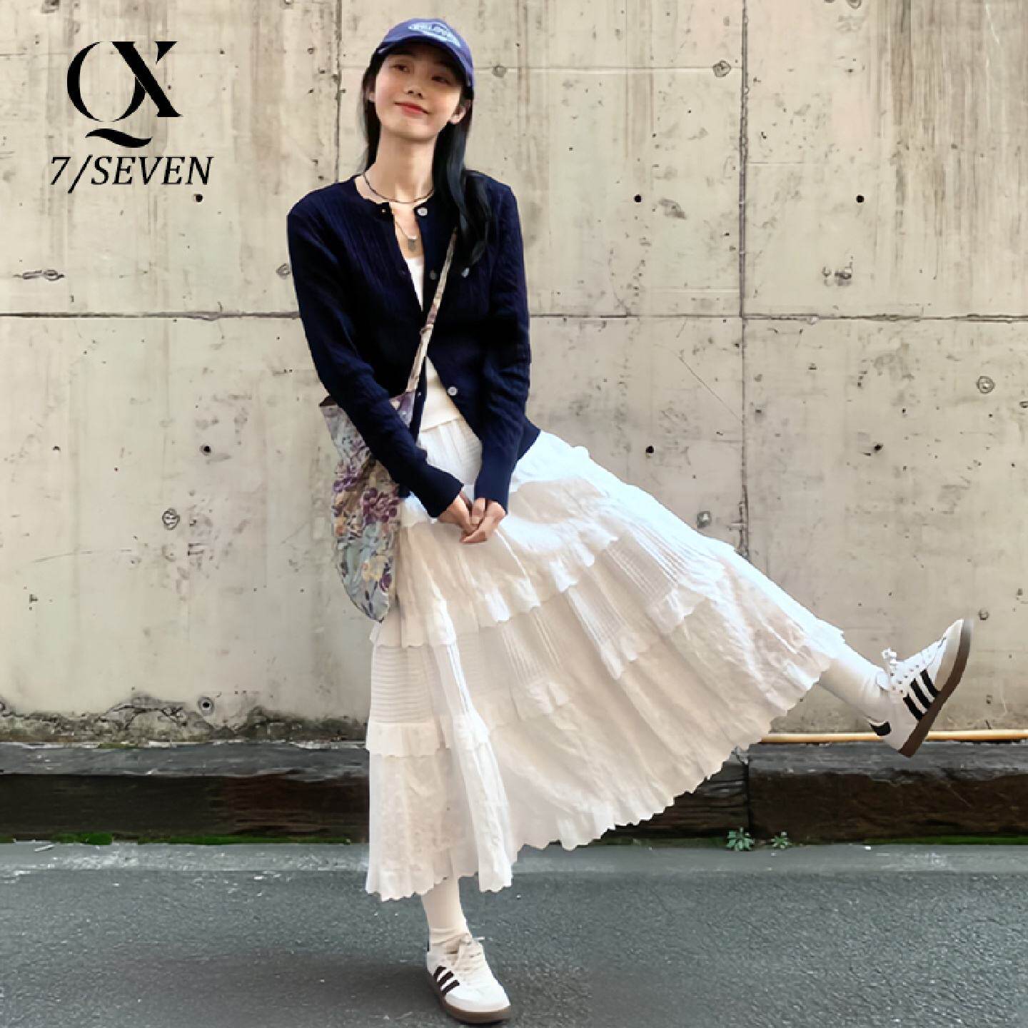 白色蛋糕裙女春秋夏2025新款高腰中长款a字半身裙温柔蕾丝蓬蓬裙