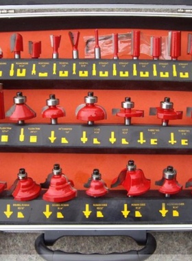 红黄色35件套装木工铣刀35PC修边刀木工雕刻机/修边机专用