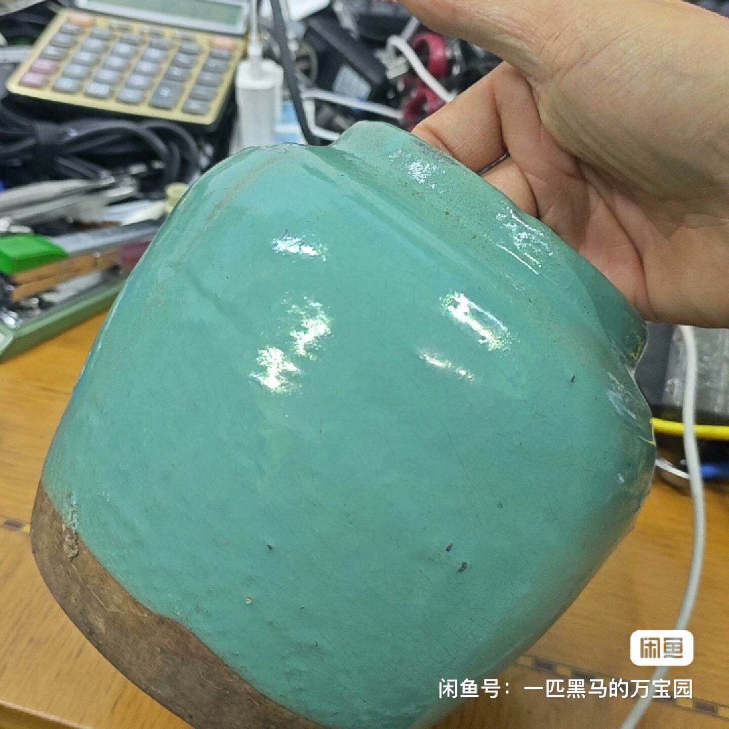 清晚 宜兴窑孔雀绿釉老罐子 完整器包老--议价商品