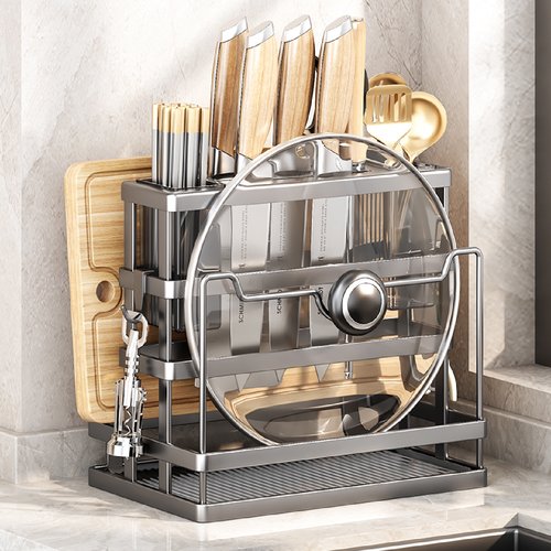 厨房刀架壁挂置物架放菜刀筷子砧板锅盖菜板多功能刀具一体收纳架