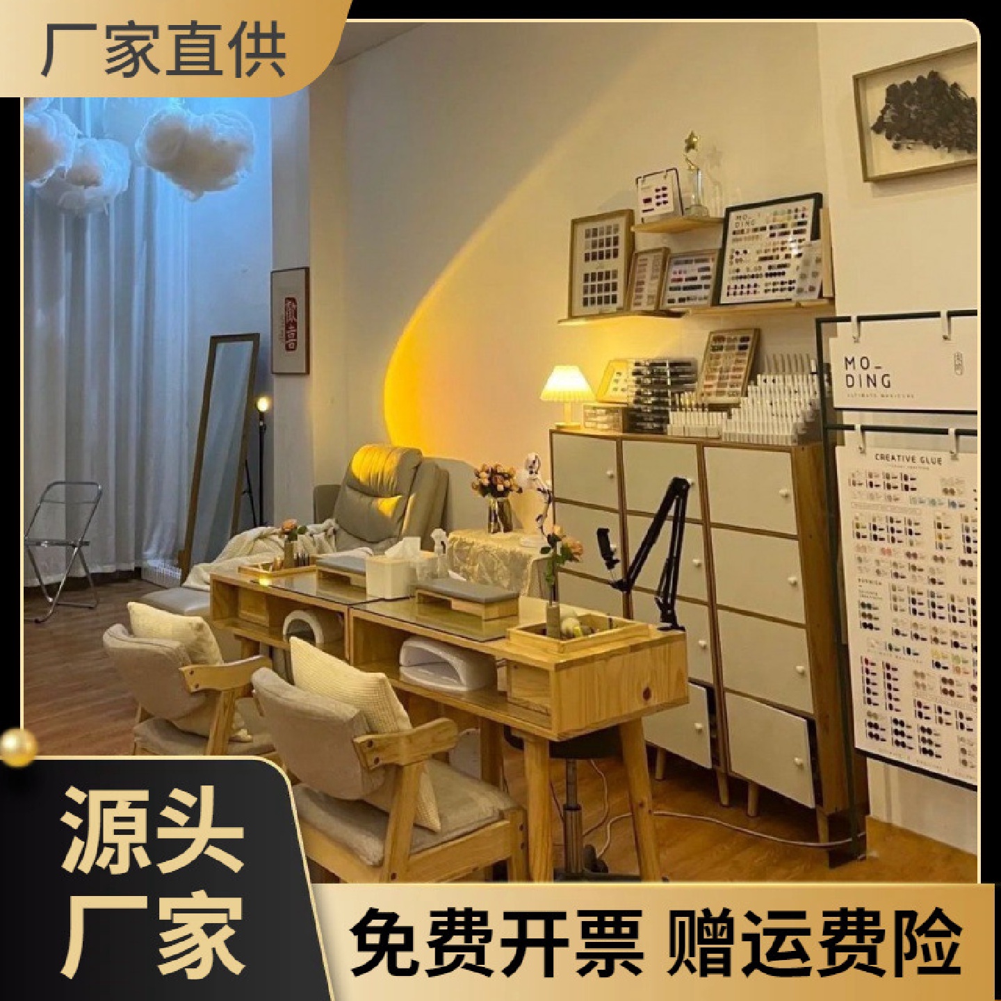 实木美甲桌吸尘器镶嵌式日式单人美甲桌子小型网红美甲桌椅工作台