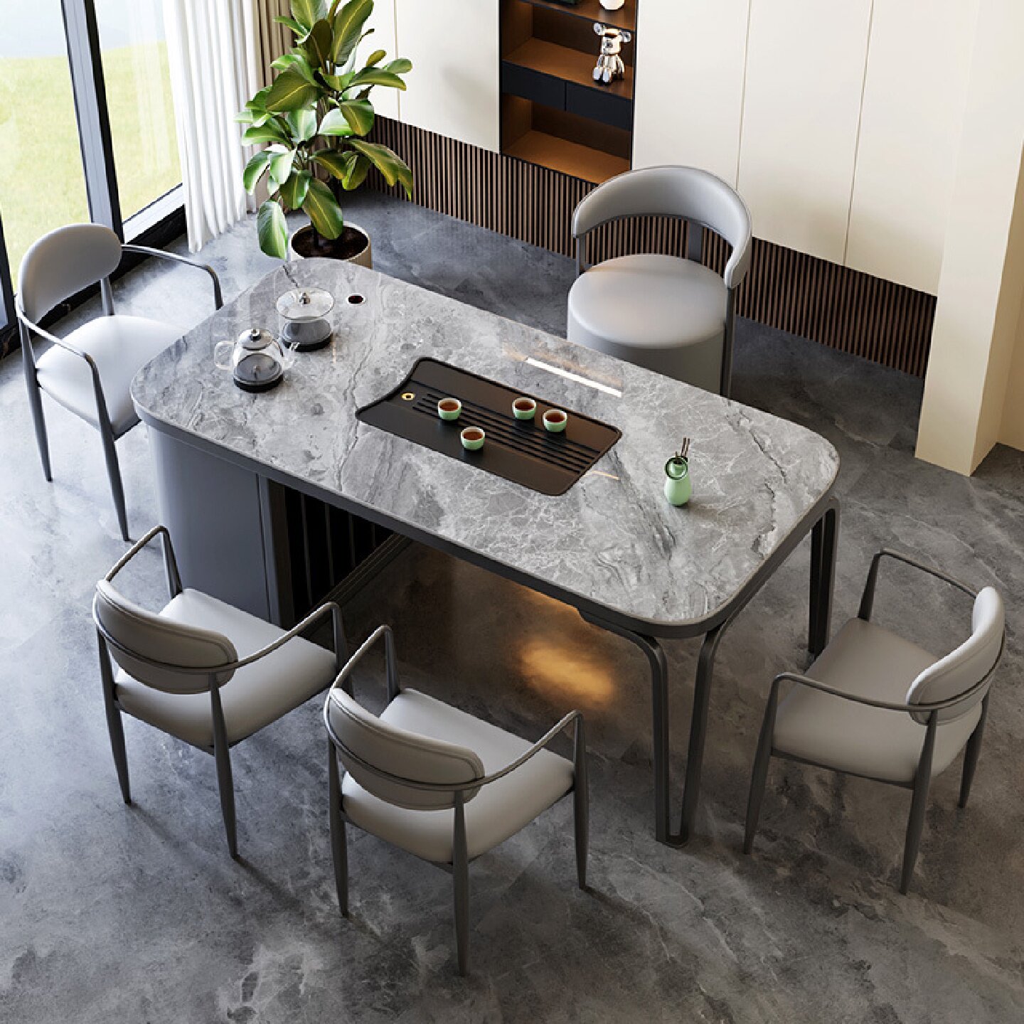 轻奢岩板茶桌椅组合现代简约家用小户型茶台客厅阳台多功能泡茶几