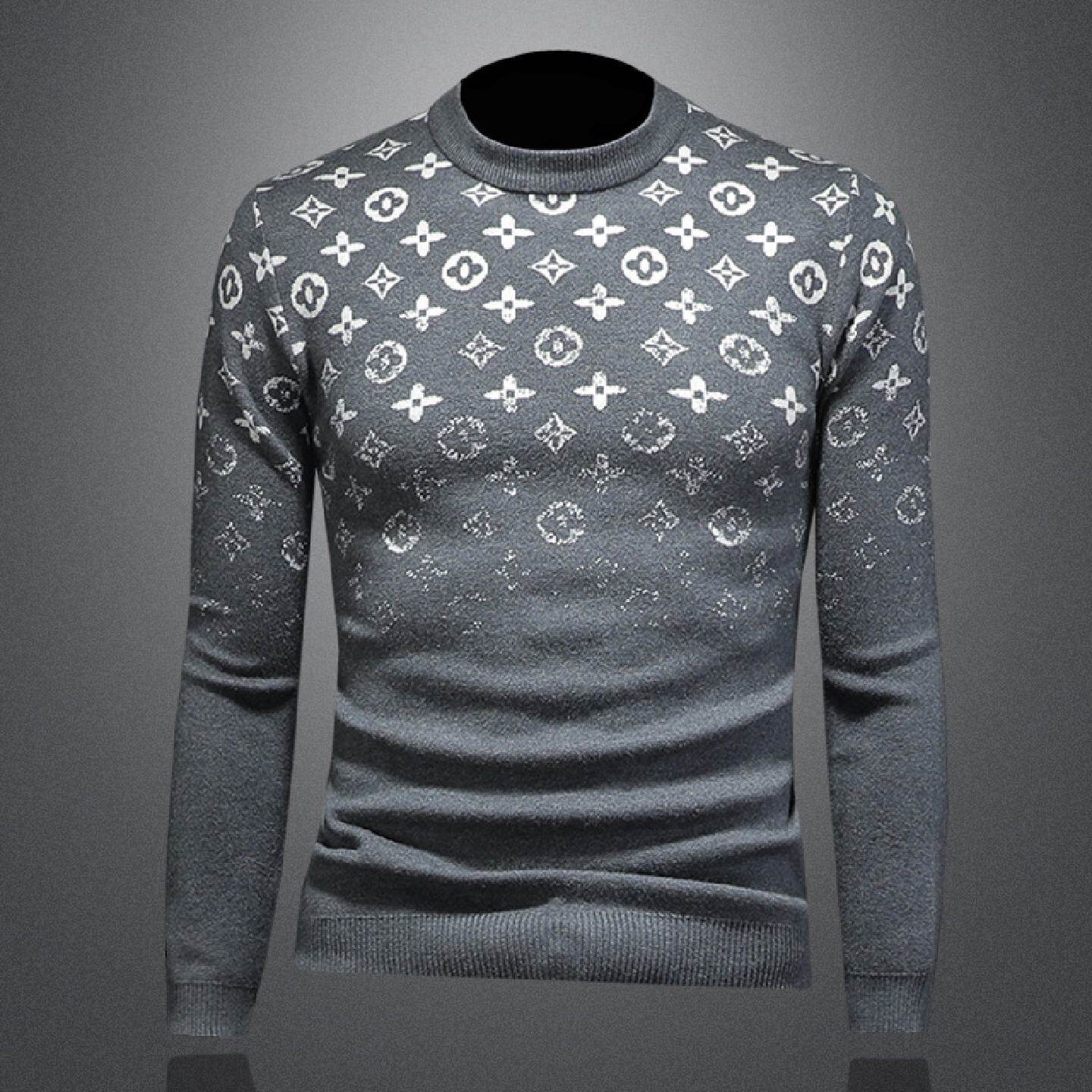 欧洲站圆领毛衣男士秋冬季新款百搭韩版修身打底加厚针织衫潮潮男