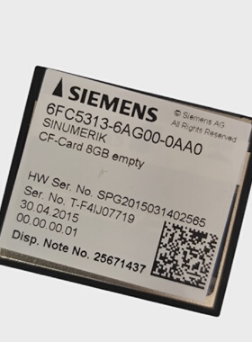 Siemens SINUMERIK 6FC53136AG000AA0 CompactFlash Card 8GB
