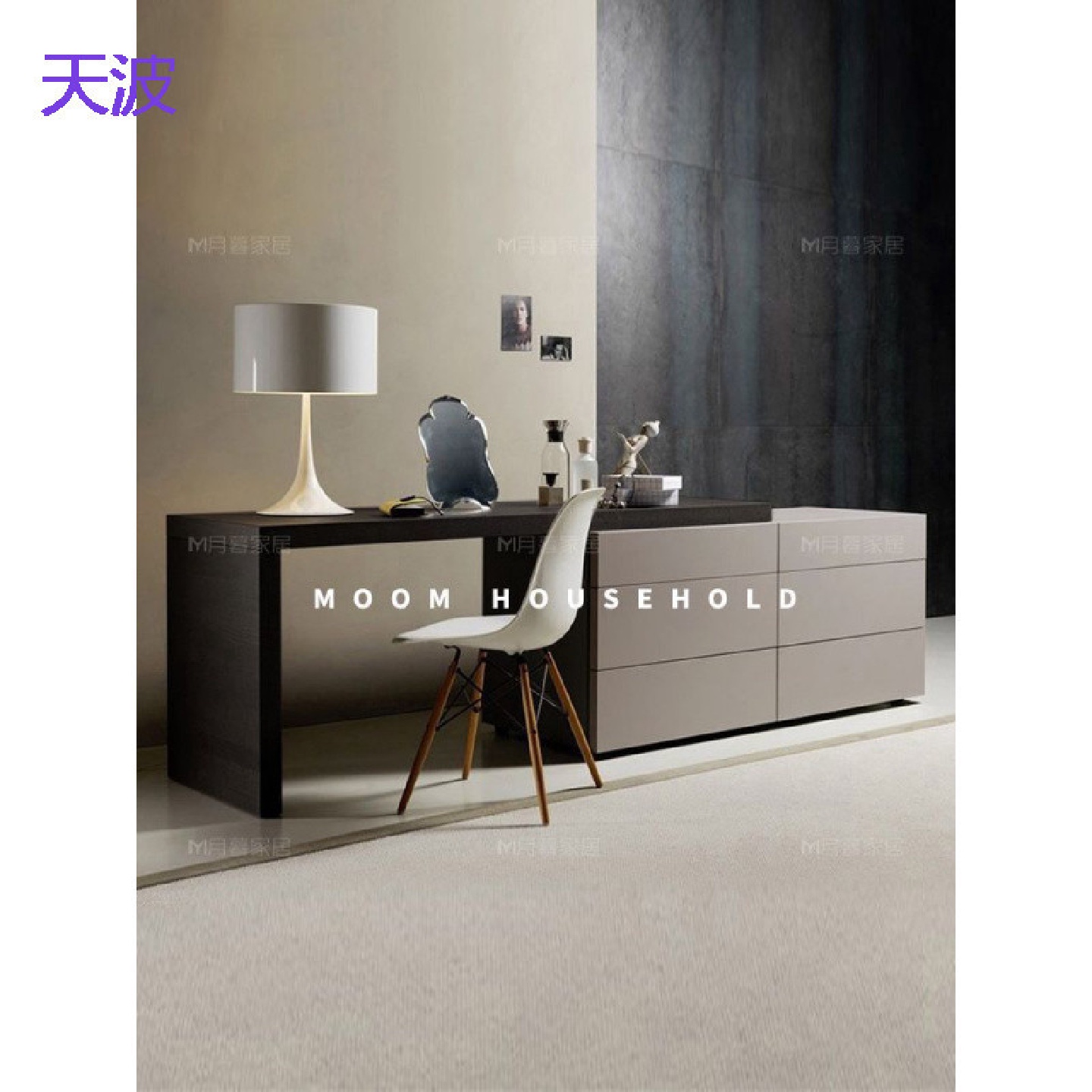 Rtd意式极简书桌卧室轻奢梳妆台一体多功能电脑桌北欧转角伸缩书