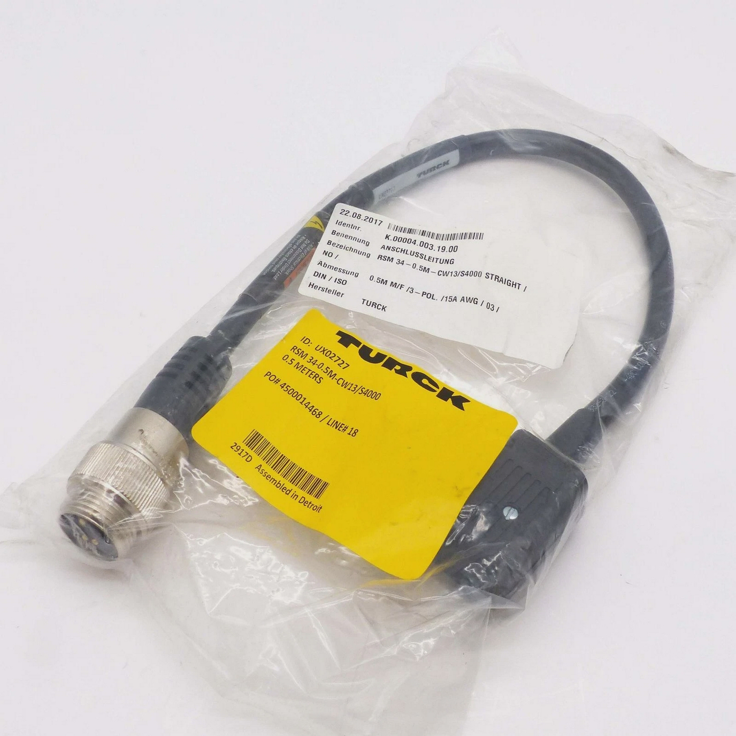 TurckRSM34-0.5M-CW13/S4000UX02727Anschlussleitung3-poli