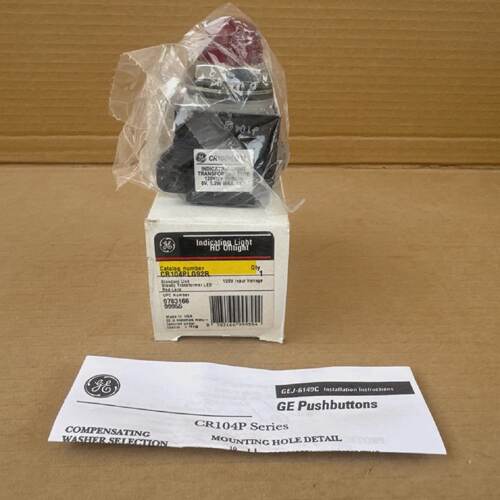 GE General Electric CR104PLG92R 120 VAC Red Lens Indicating