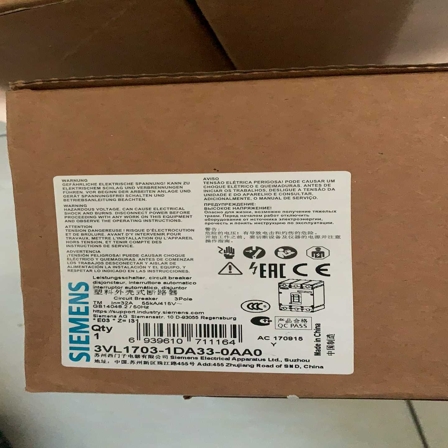 【议价】断路器3VL1703-1DA33-0AA0适用