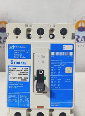 CUTLER HAMMER FDB 14K FDB3070L 70AMP 3POLE SERIES C CIRCUIT
