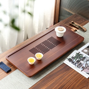 茶具茶海客厅现代排水储水托盘简约沥水 茶盘家用竹制茶台中式