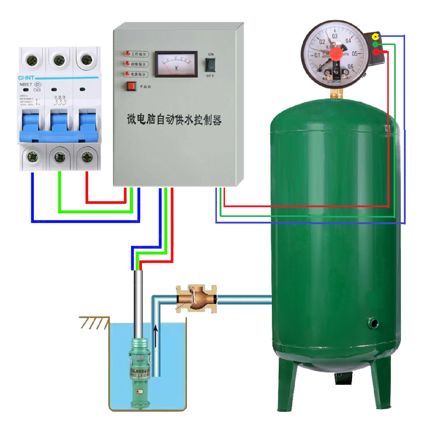 kt家用220V三相380V微电脑自动智能水泵控制器无塔供水器压力罐开
