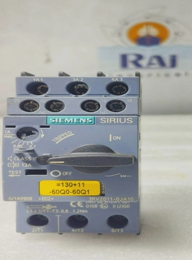 西门子3RV2011-0JA100.7-1A摩托车保护CIRCUIT断路器3RV201