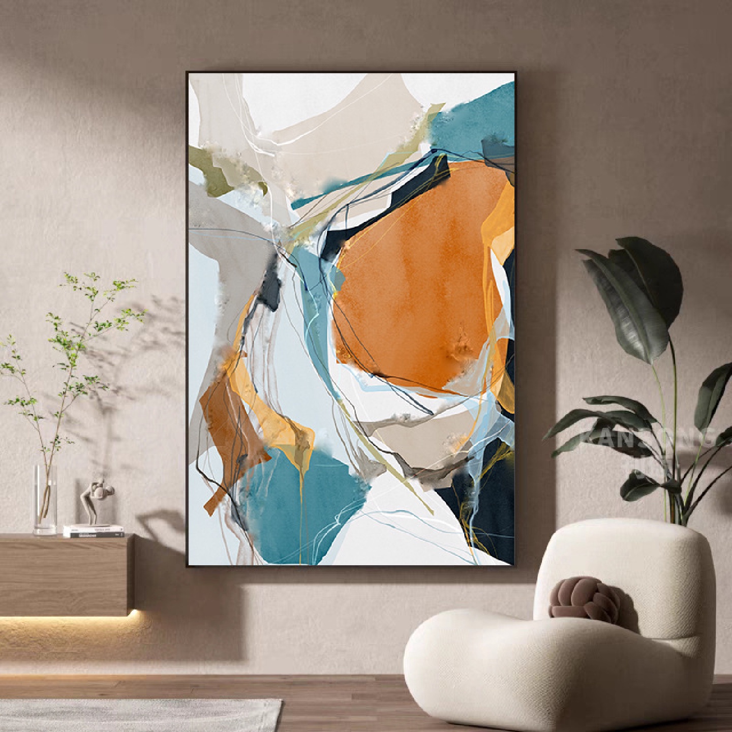 现代简约客厅装饰画餐厅抽象大气挂画走廊过道轻奢艺术线条油画