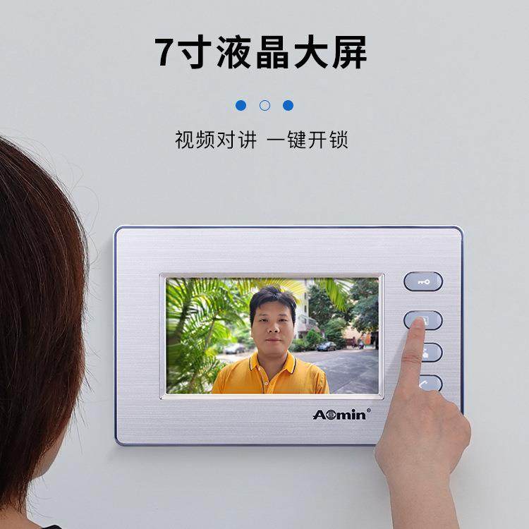 彩色高清楼宇可视对讲门禁室内机呼叫对讲开锁监控分机网线多芯线