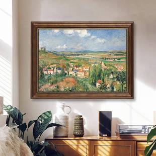 书房挂画 饰画餐厅壁画美式 欧式 毕沙罗村庄印象派风景仿油画客厅装