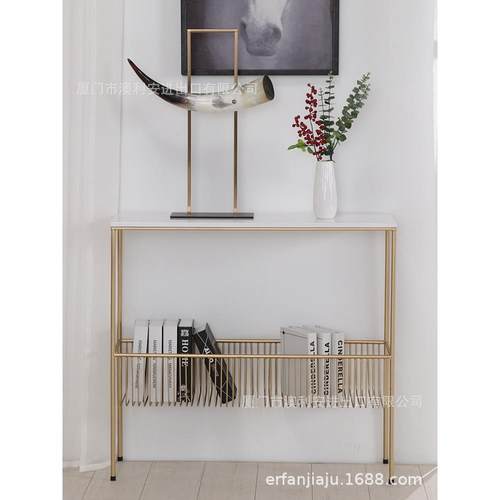 北欧现代简约玄关桌子靠墙条案实木玄关台隔断大理石玄关柜轻奢风